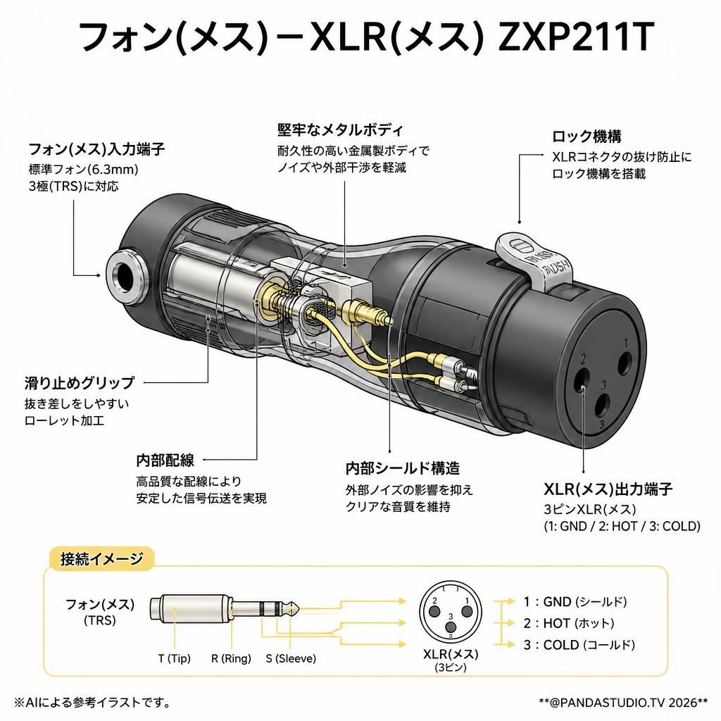フォン(メス)－XLR(メス) ZXP211T スペック