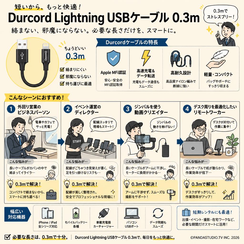 Durcord Lightning USBケーブル 0.3m おもな対象のお客様