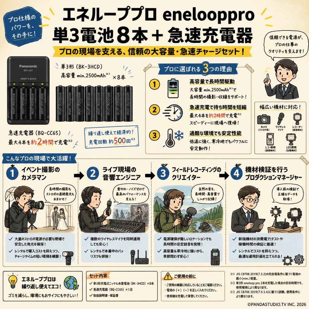 エネループプロ enelooppro 単3電池8本＋ 急速充電器 おもな対象のお客様