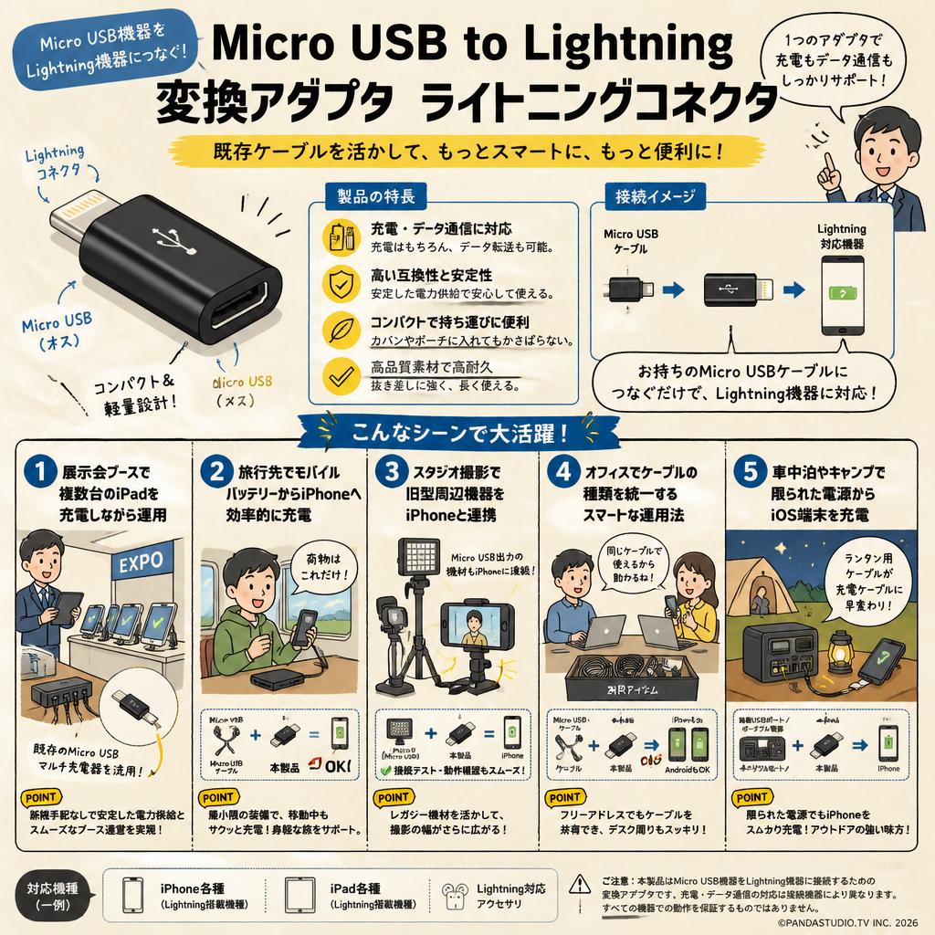 Micro USB to Lightning 変換アダプタ ライトニングコネクタ 用途