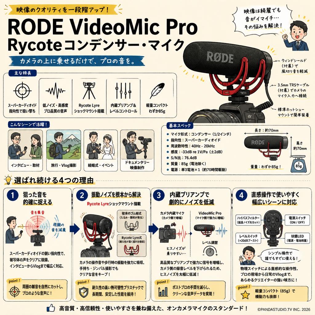 RODE VideoMic Pro Rycoteコンデンサー・マイク | パンダスタジオ