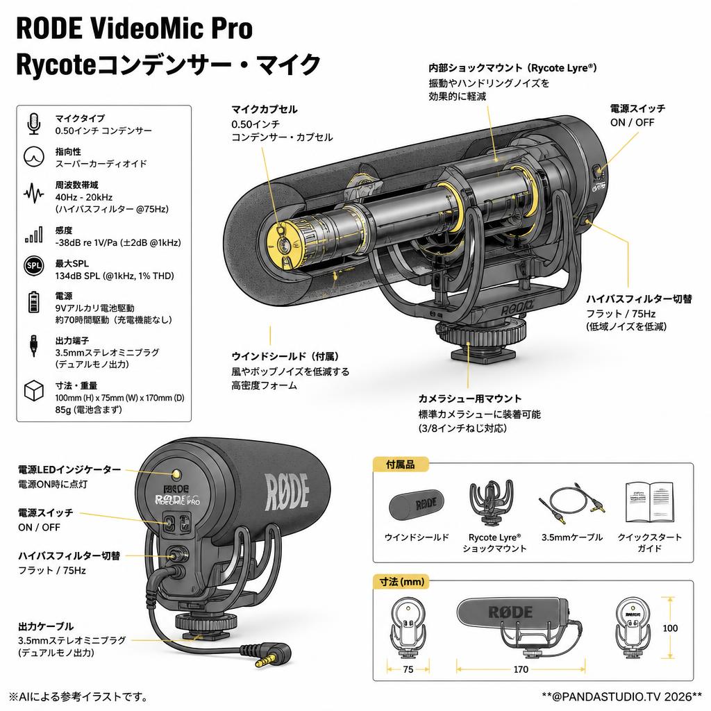 RODE VideoMic Pro Rycoteコンデンサー・マイク | パンダスタジオ