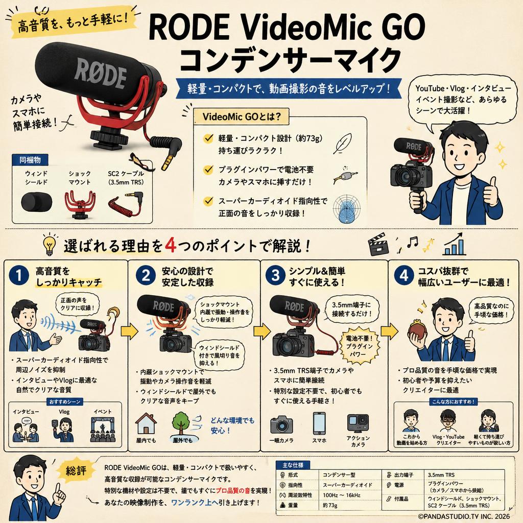 RODE VideoMic GO コンデンサーマイク 概要