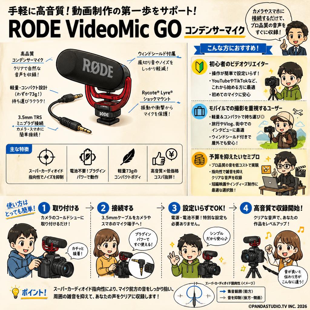 RODE VideoMic GO コンデンサーマイク おもな対象のお客様