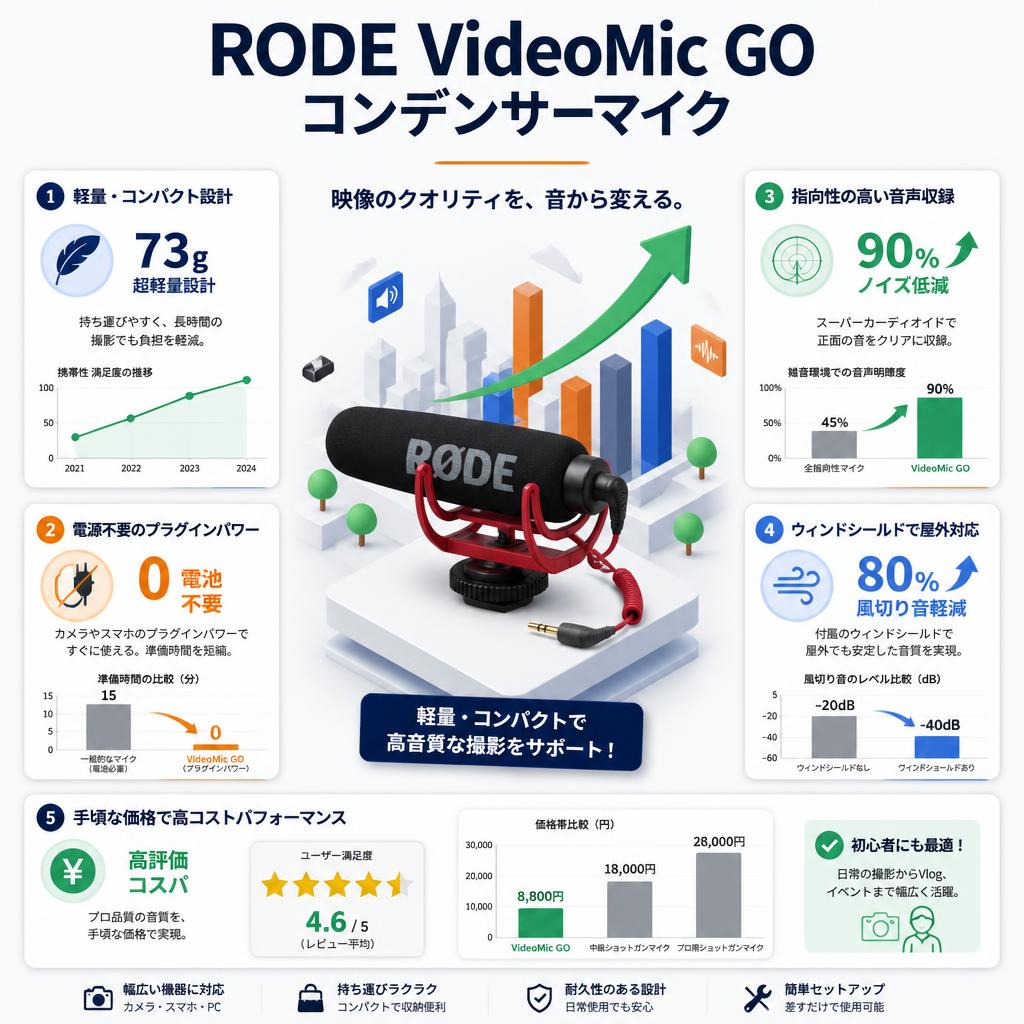 RODE VideoMic GO コンデンサーマイク セールスポイント