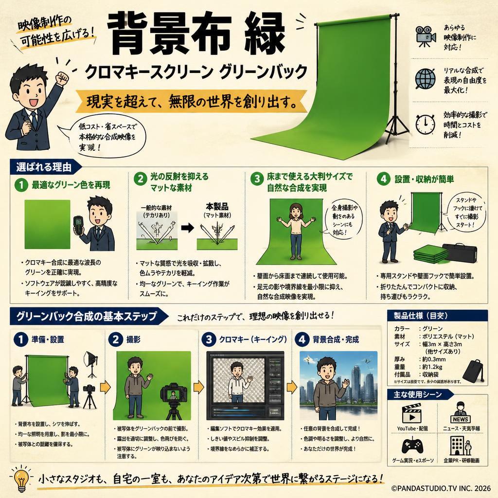 背景布 綠 クロマキースクリーン グリーンバック 概要
