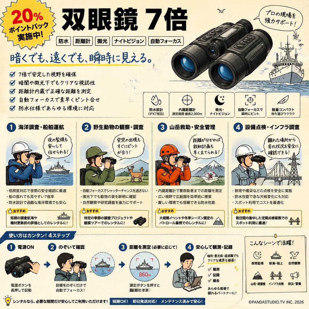 【20%ポイントバック実施中】双眼鏡 7倍 防水 距離計 微光 ナイトビジョン 自動フォーカス おもな対象のお客様