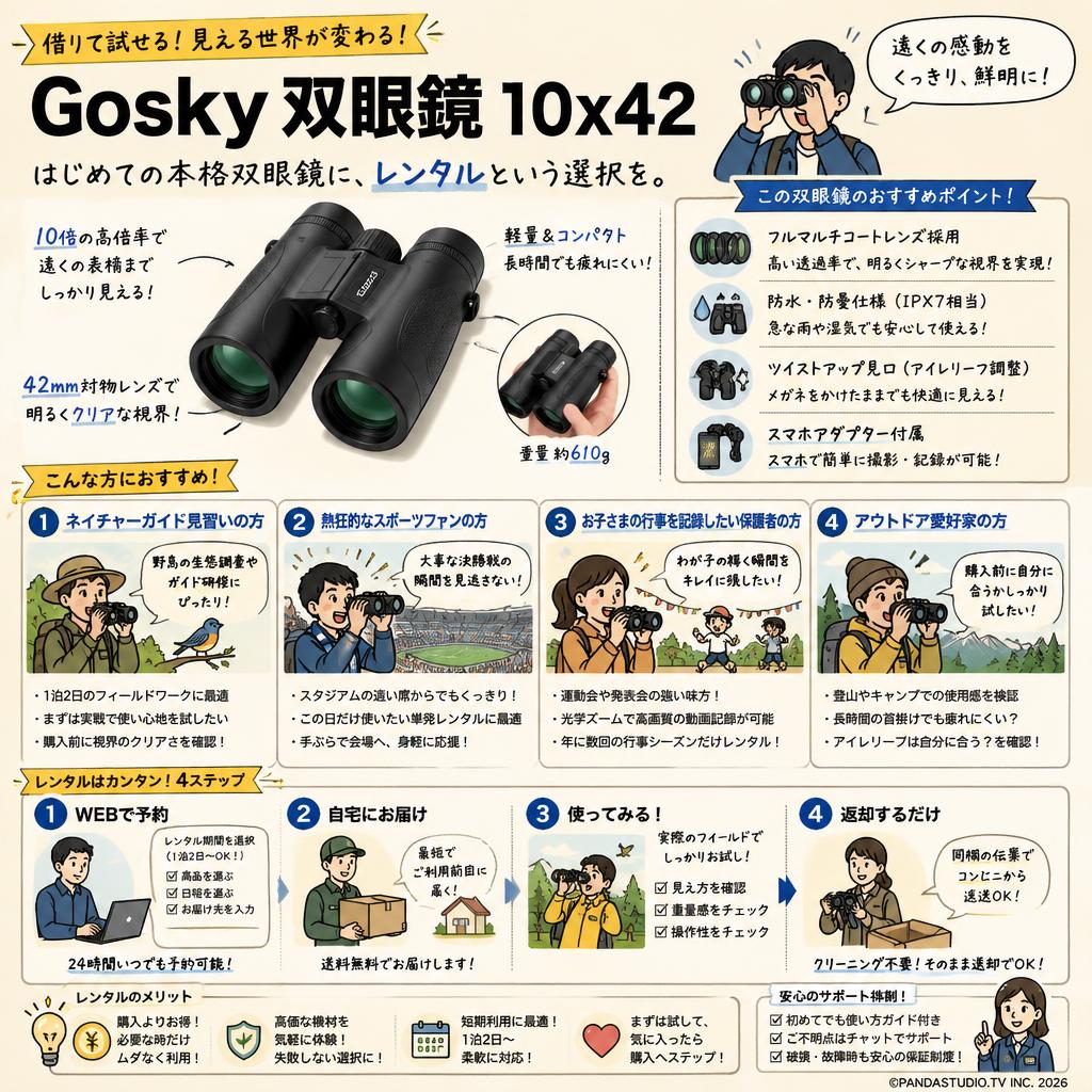 【20%ポイントバック実施中】Gosky 双眼鏡 10x42 おもな対象のお客様
