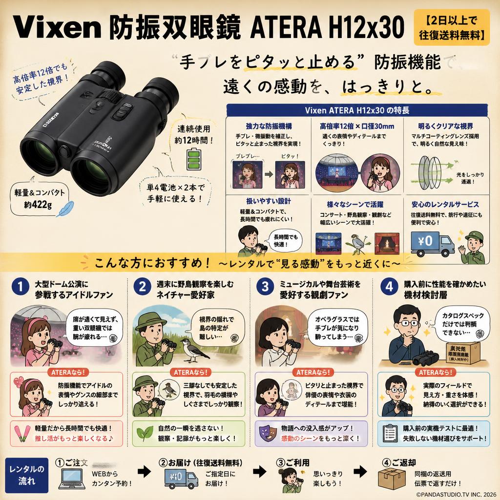 Vixen 防振双眼鏡 ATERA H12x30 【2日以上で往復送料無料】 おもな対象のお客様
