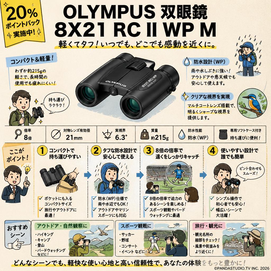 【20%ポイントバック実施中】OLYMPUS 双眼鏡 8X21 RC II WP M おもな対象のお客様