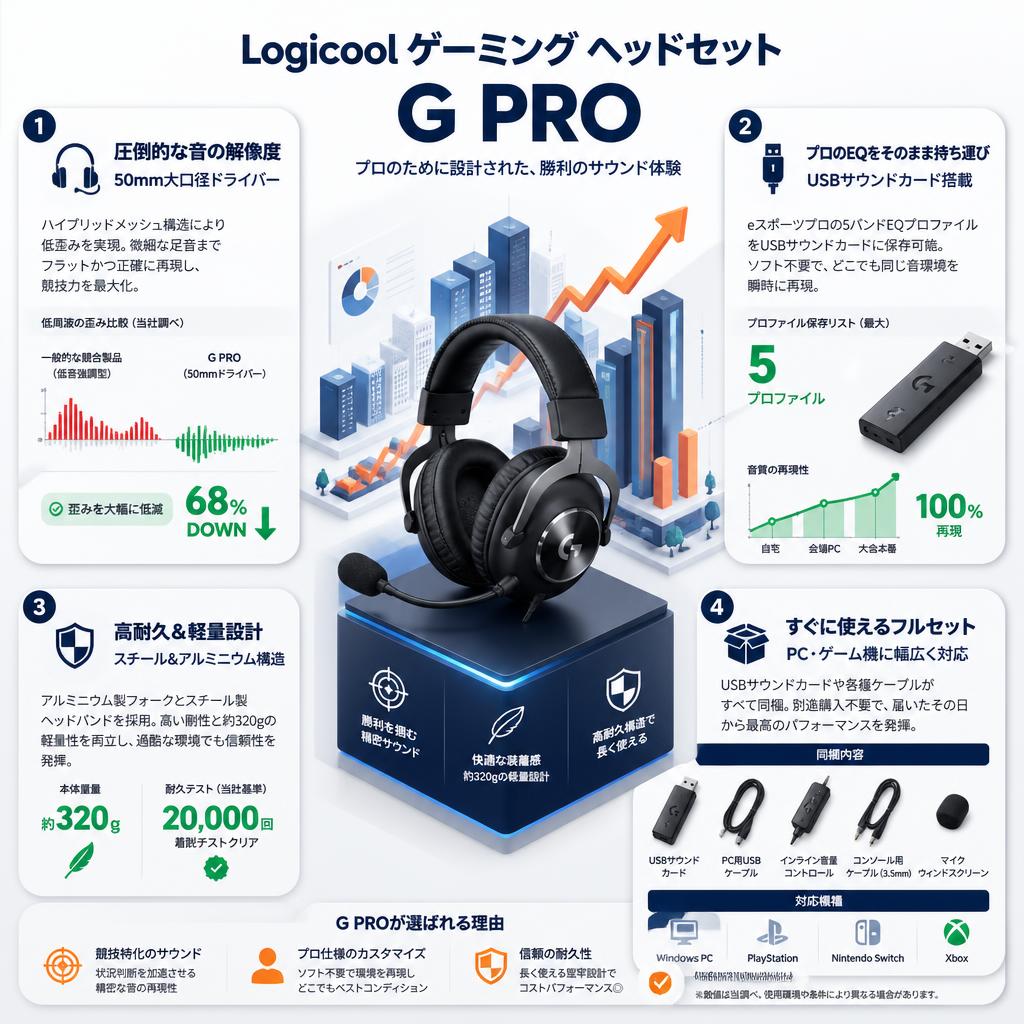 Logicool ゲーミング ヘッドセット G-PHS-002  G PRO セールスポイント