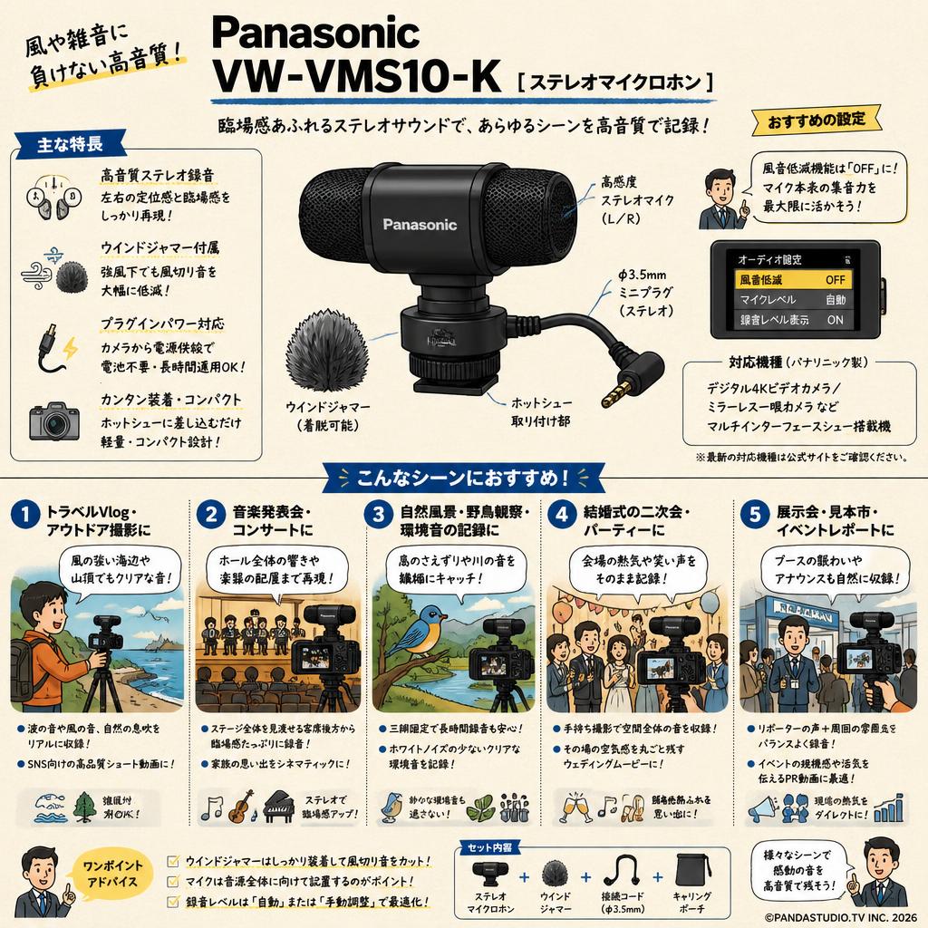 Panasonic VW-VMS10-K [ステレオマイクロホン] 用途