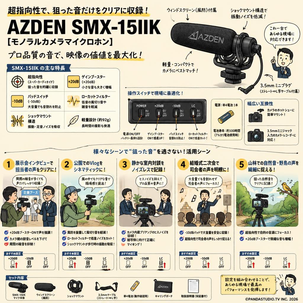 AZDEN SMX-15IIK [モノラルカメラマイクロホン] 用途