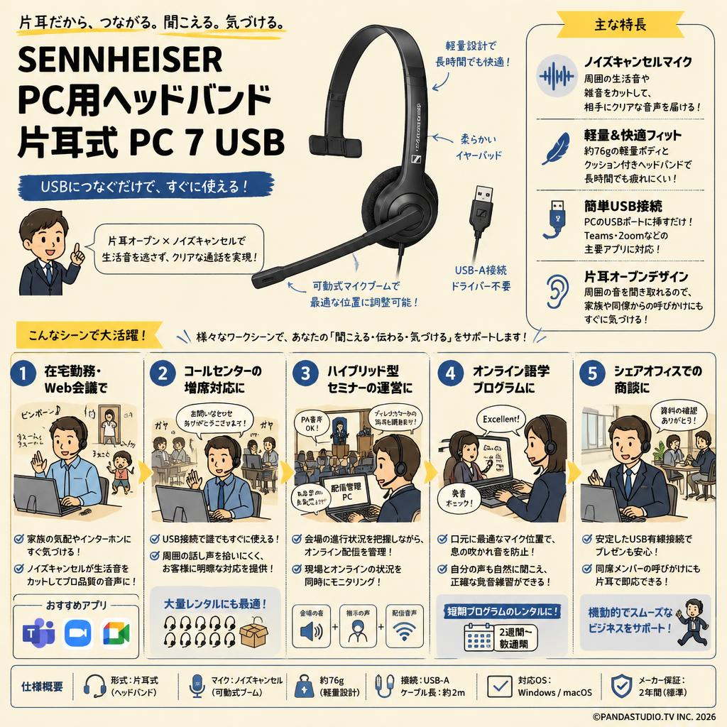 Sennheiser PC用ヘッドバンド片耳式PC 7 USB 用途