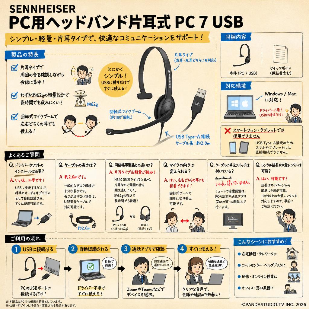 Sennheiser PC用ヘッドバンド片耳式PC 7 USB FAQ（よくある質問と答え）