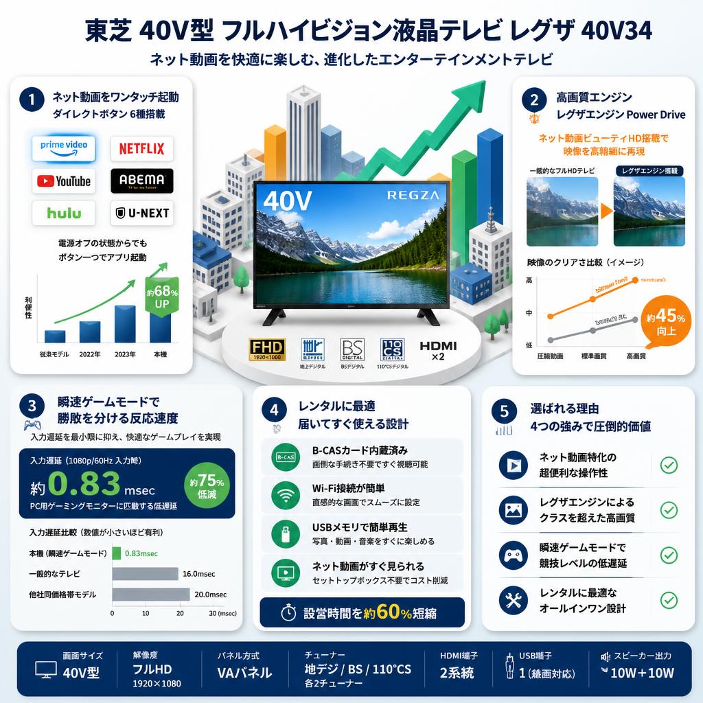 東芝 40V型 フルハイビジョン液晶テレビ レグザ  40V34 セールスポイント