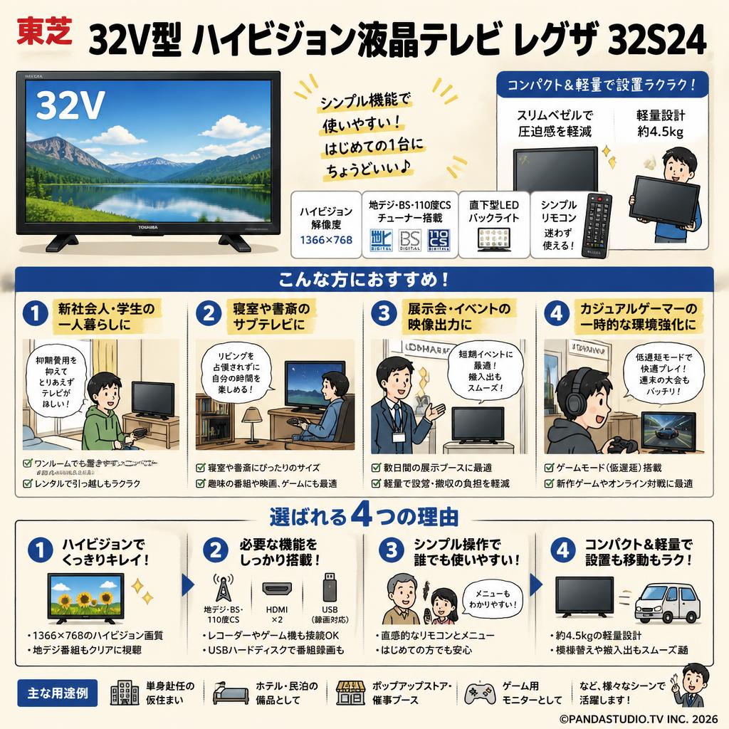 東芝 32V型 ハイビジョン液晶テレビ レグザ 32S24 おもな対象のお客様