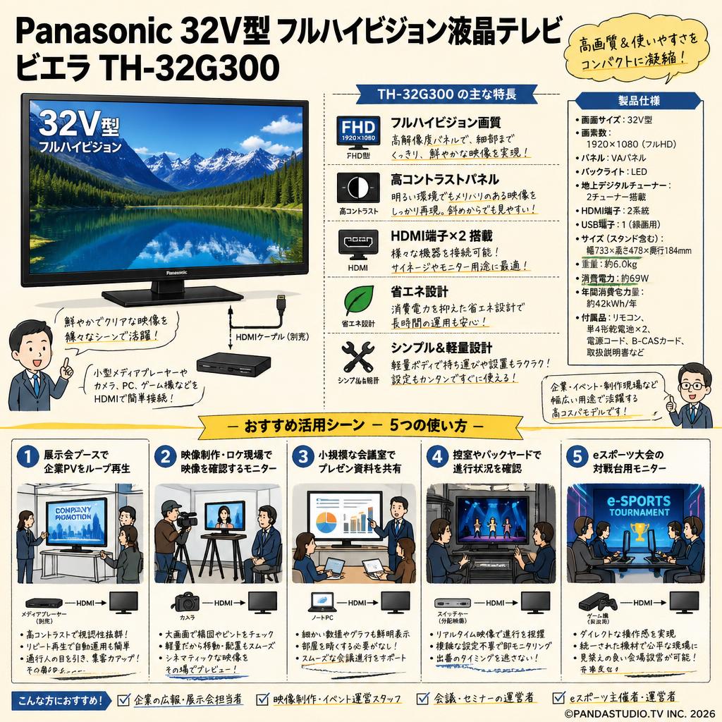 Panasonic 32V型 フルハイビジョン液晶テレビ ビエラ TH-32G300 用途
