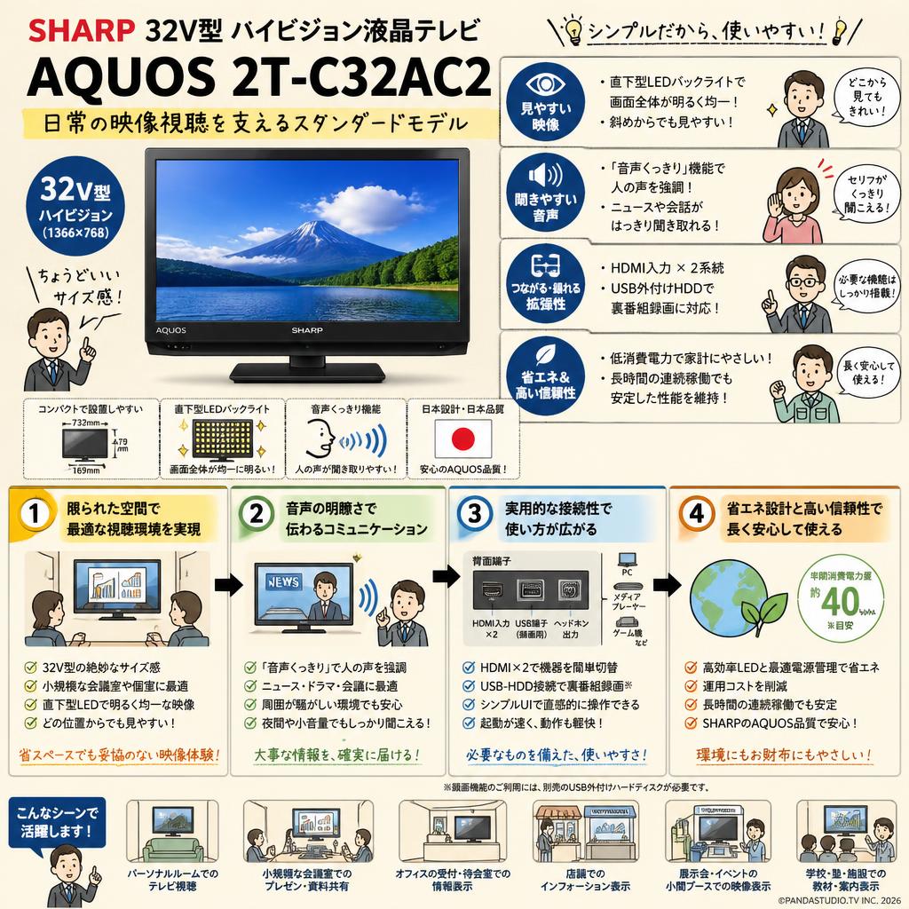 SHARP 32V型 ハイビジョン液晶テレビ AQUOS 2T-C32AC2 概要