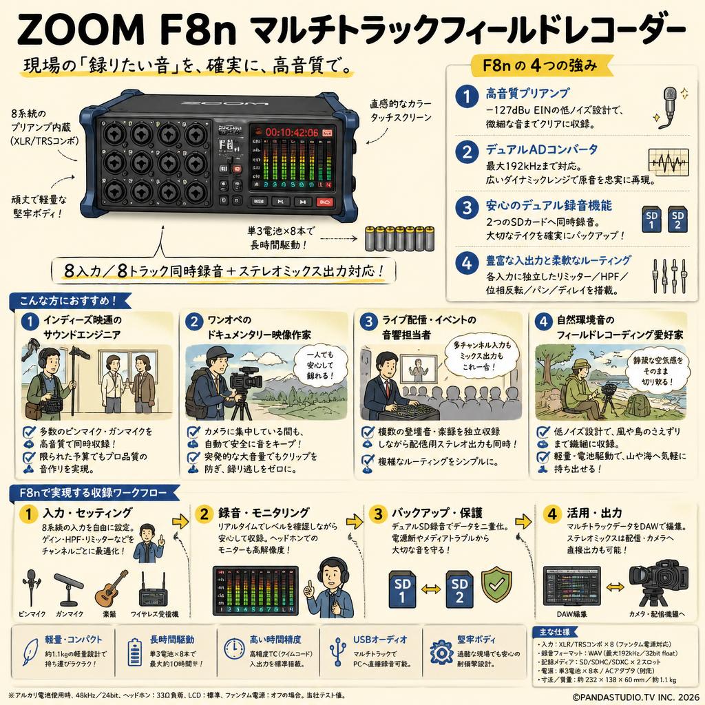 ZOOM  F8n マルチトラックフィールドレコーダー おもな対象のお客様