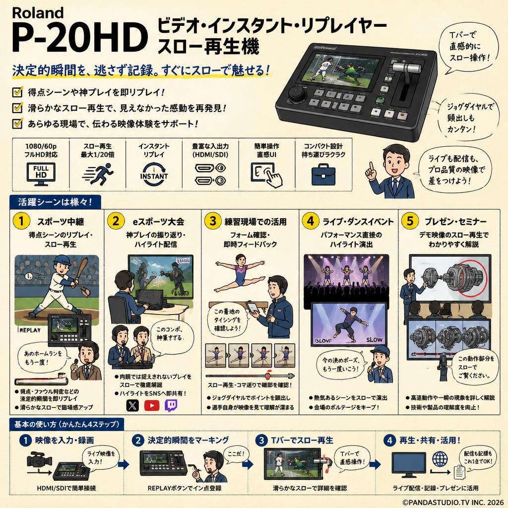 Roland P-20HD ビデオ・インスタント・リプレイヤー スロー再生機 用途
