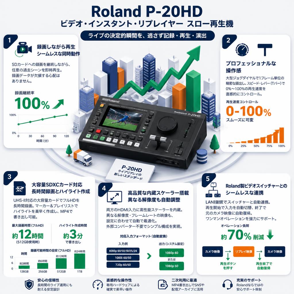 Roland P-20HD ビデオ・インスタント・リプレイヤー スロー再生機 セールスポイント