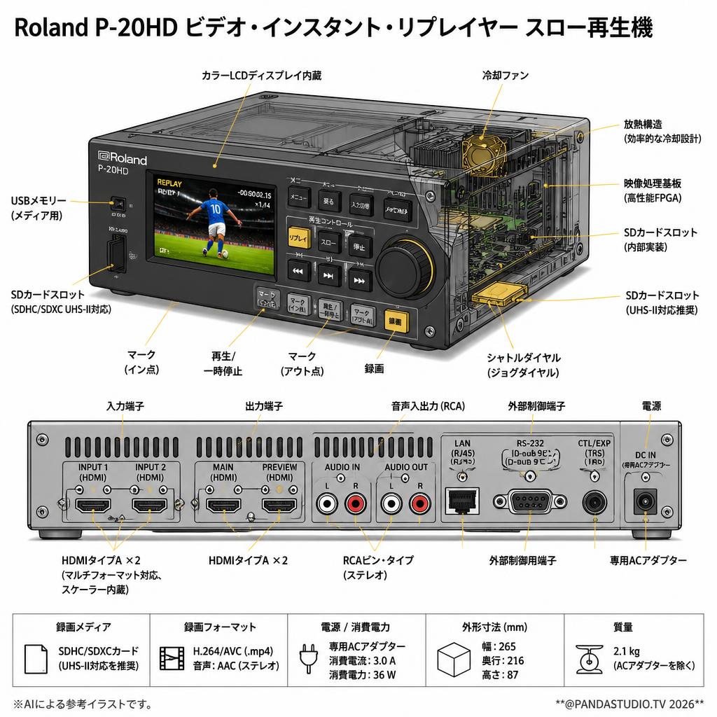 Roland P-20HD ビデオ・インスタント・リプレイヤー スロー再生機 スペック