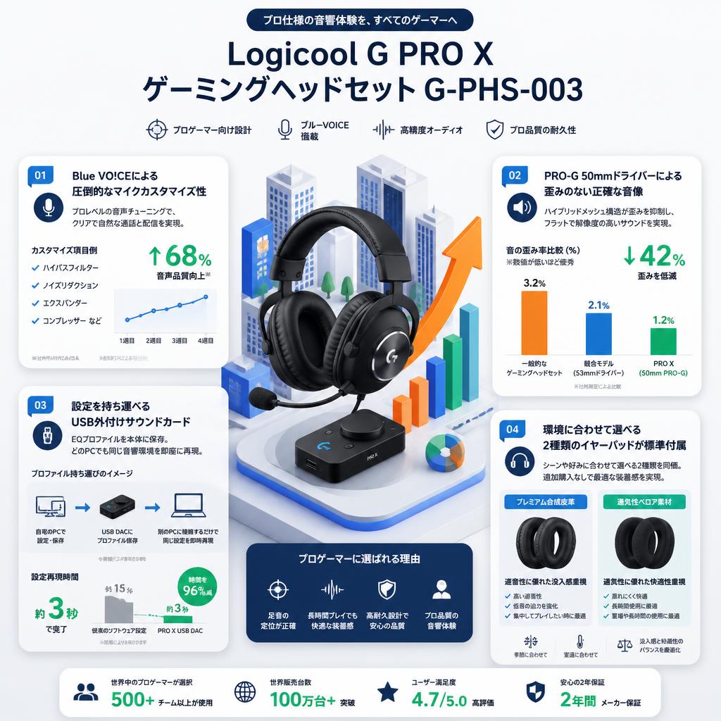 Logicool G PRO X ゲーミングヘッドセット G-PHS-003 セールスポイント