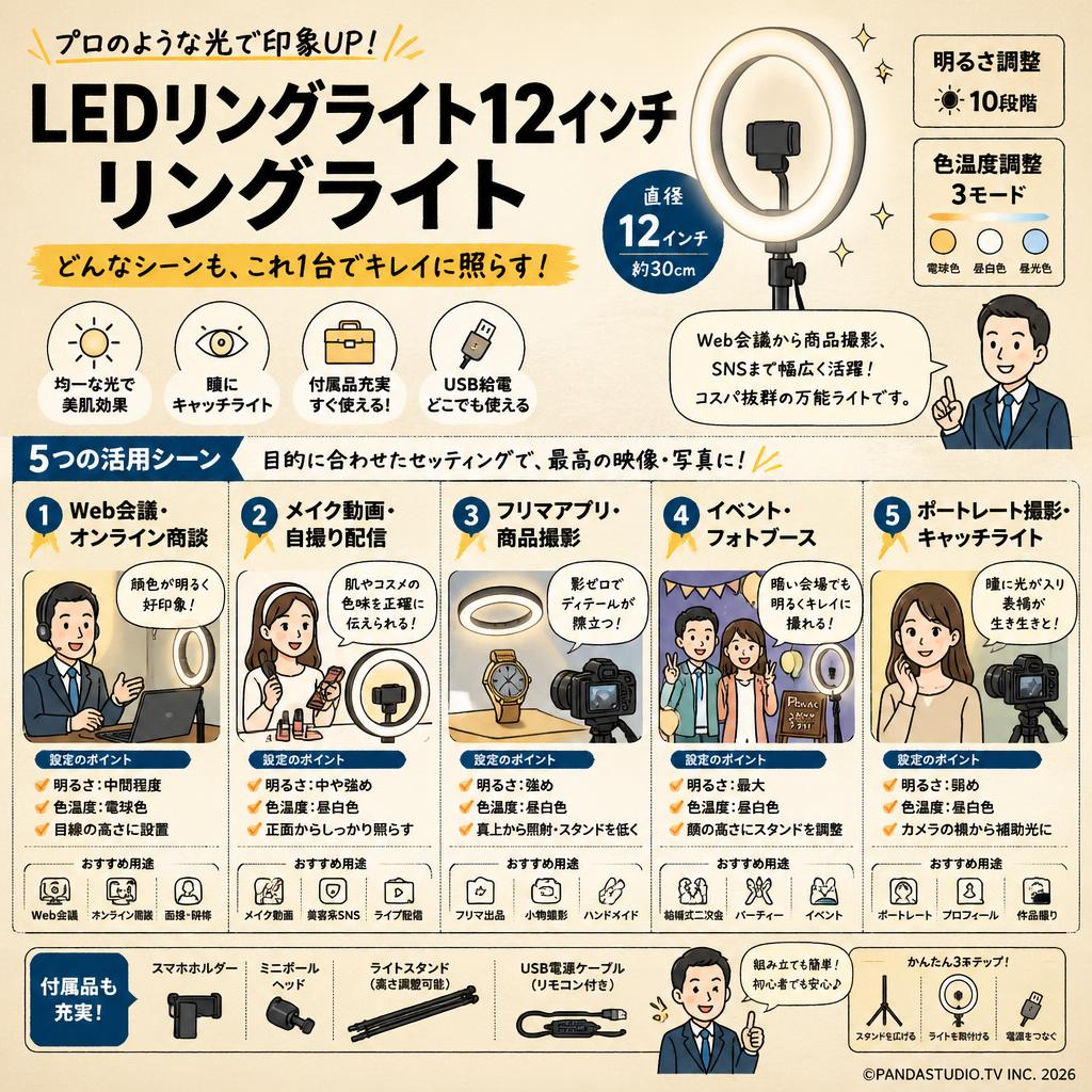 LEDリングライト12インチ リングライト 用途