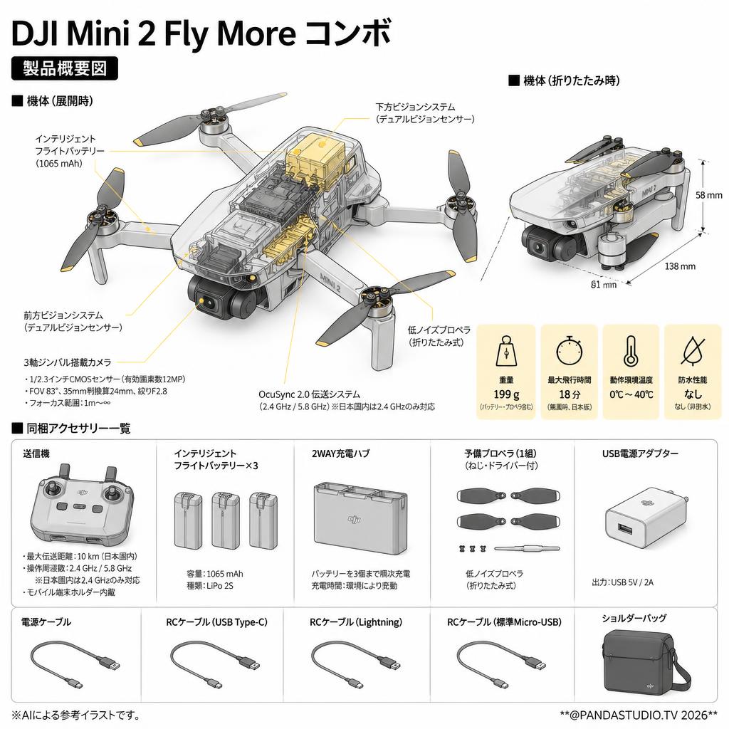 DJI Mini 2 Fly More コンボ スペック