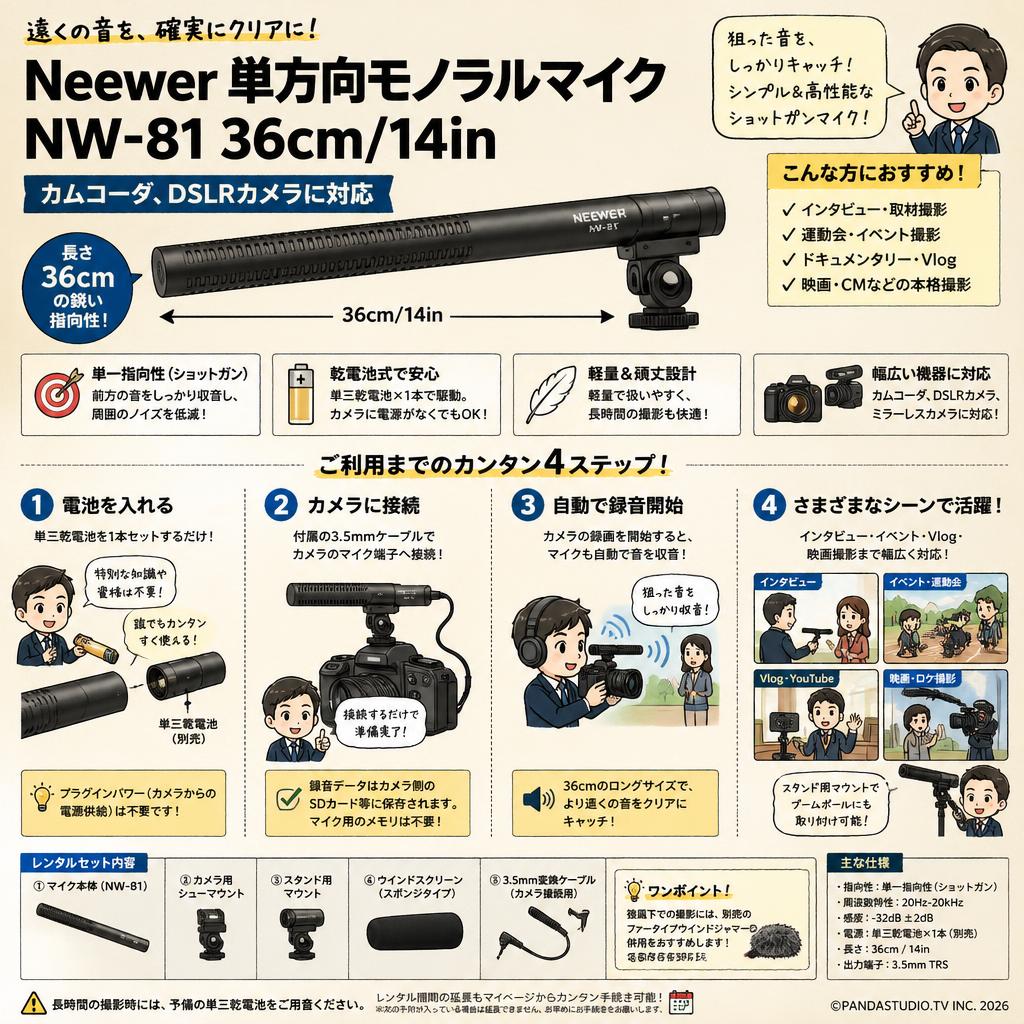 Neewer 単方向モノラルマイク NW-81 36cm/14in カムコーダ、DSLRカメラに対応 FAQ（よくある質問と答え）