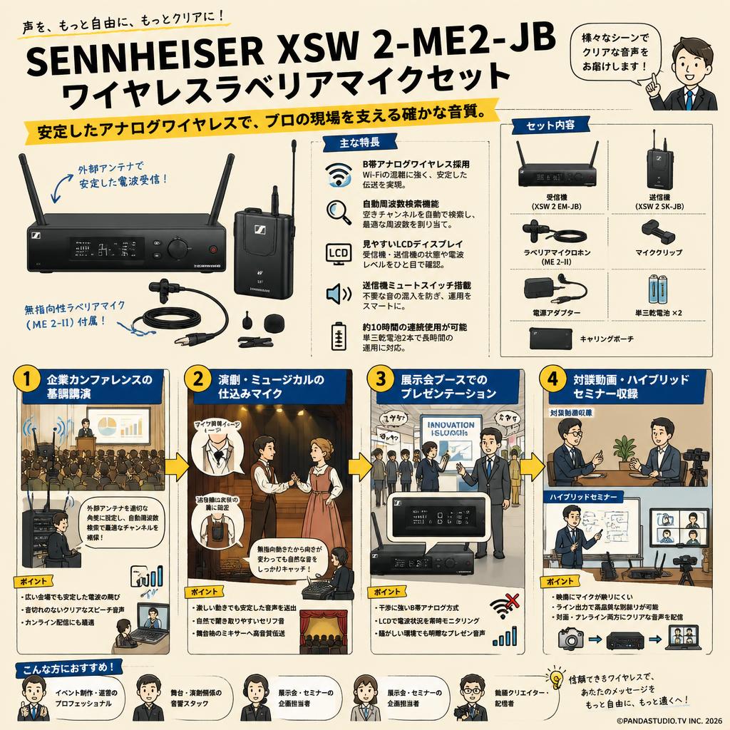 SENNHEISER XSW 2-ME2-JB ワイヤレスラベリアマイクセット 用途