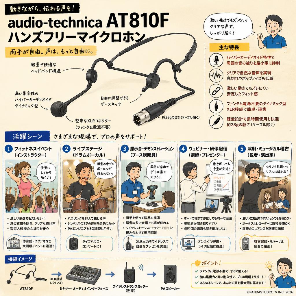 audio technica  AT810F ハンズフリーマイクロホン 用途