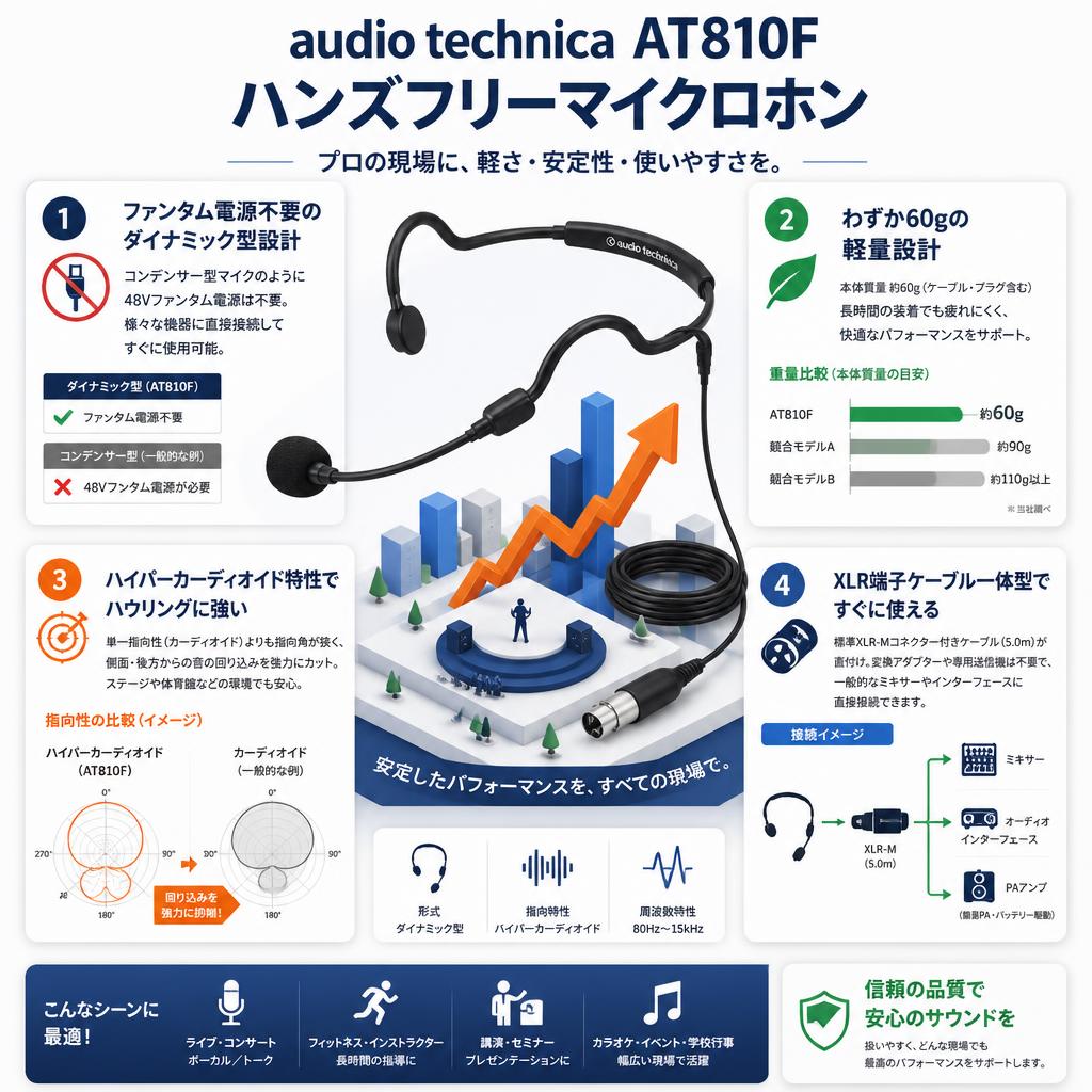 audio technica  AT810F ハンズフリーマイクロホン セールスポイント