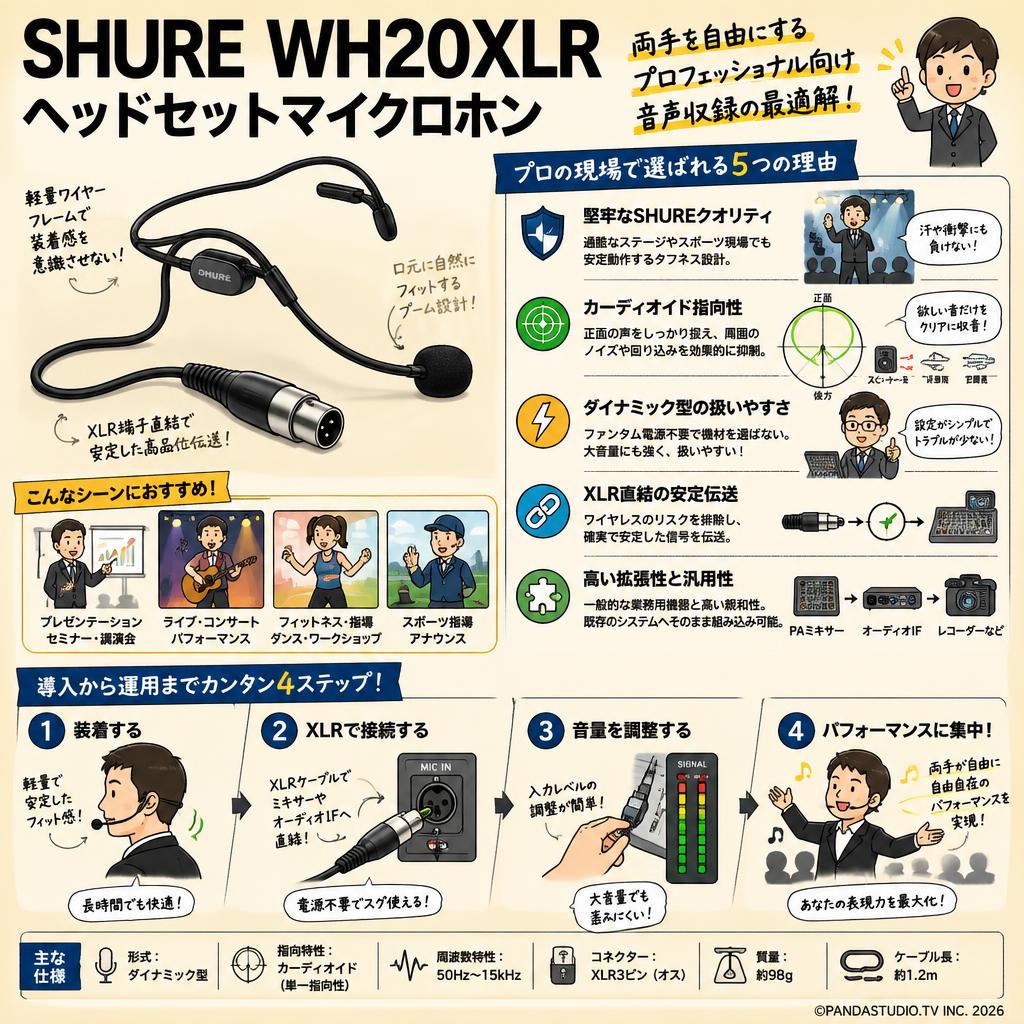 SHURE  WH20XLR ヘッドセットマイクロホン 概要