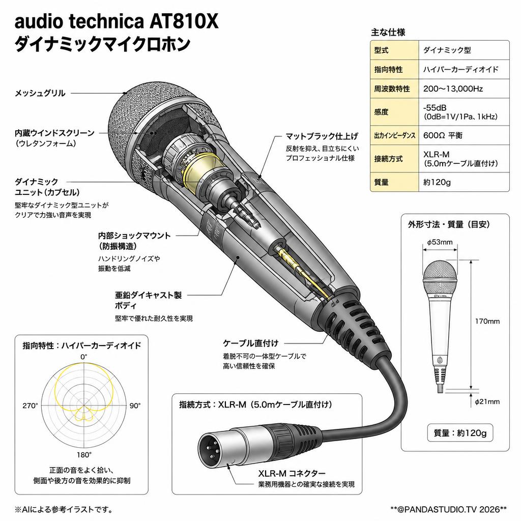 audio technica AT810X　ダイナミックマイクロホン スペック