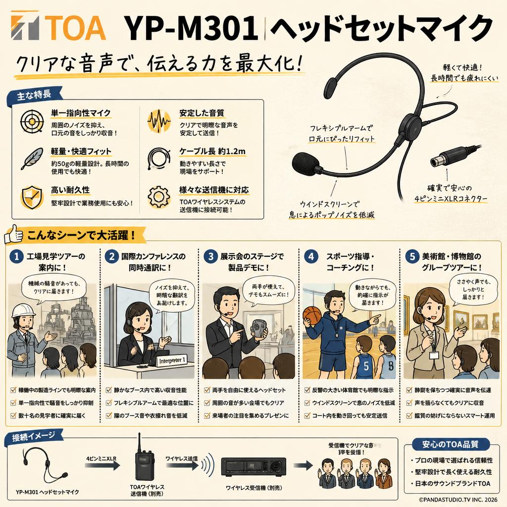 TOA  YP-M301 ヘッドセットマイク 用途