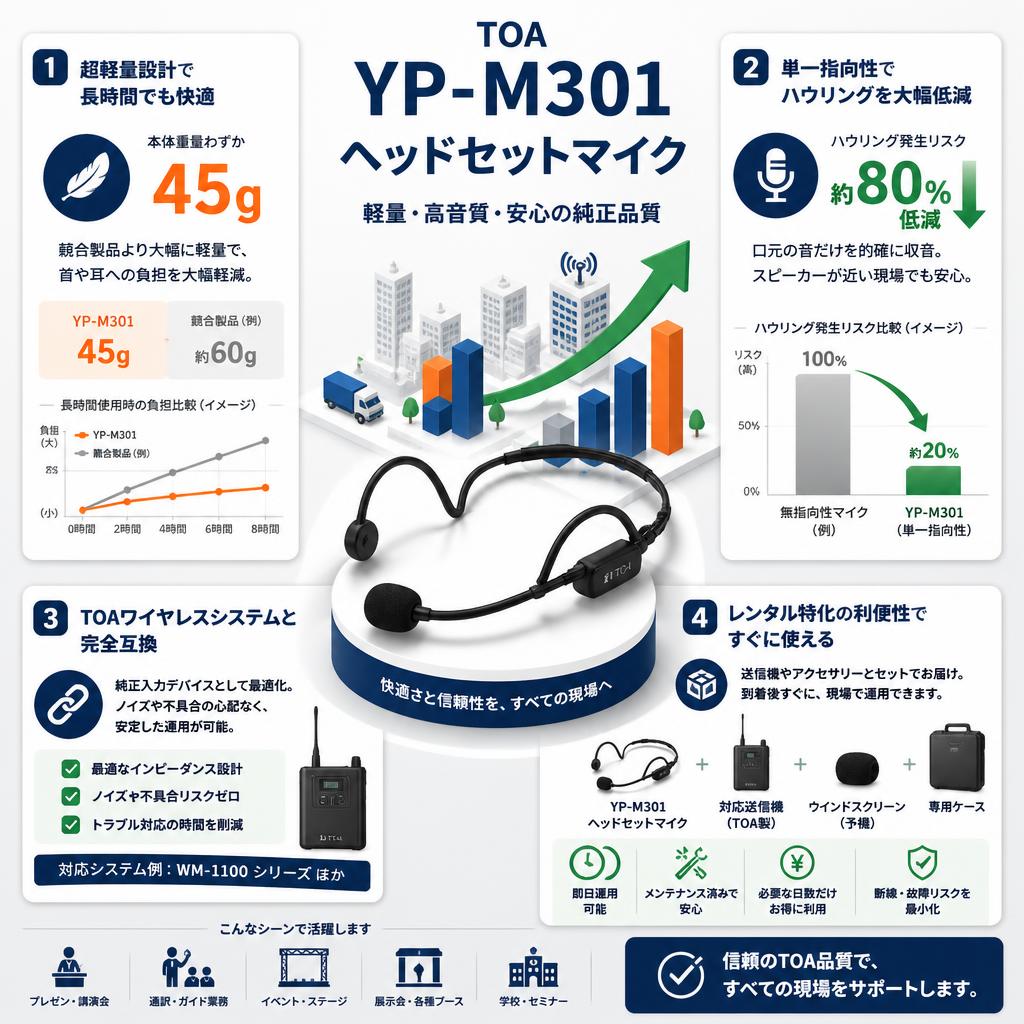 TOA  YP-M301 ヘッドセットマイク セールスポイント