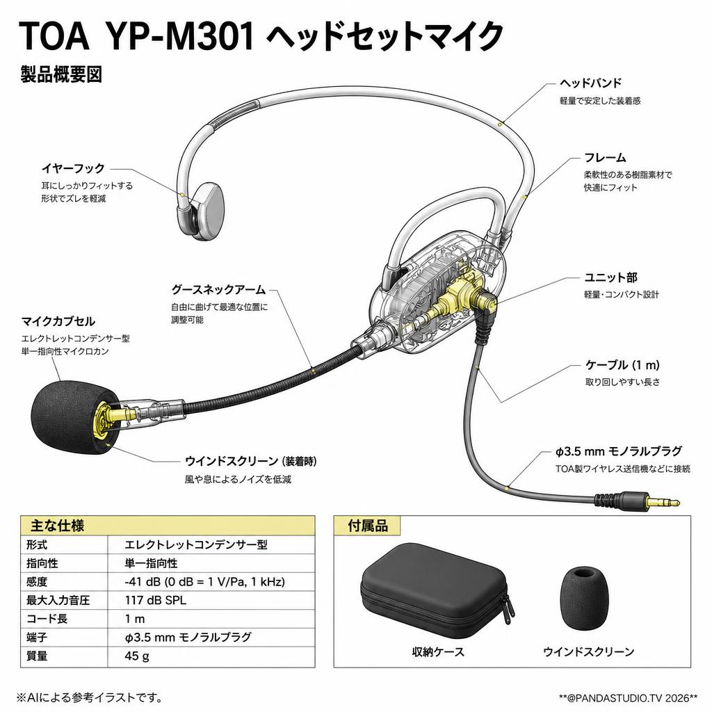 TOA  YP-M301 ヘッドセットマイク スペック