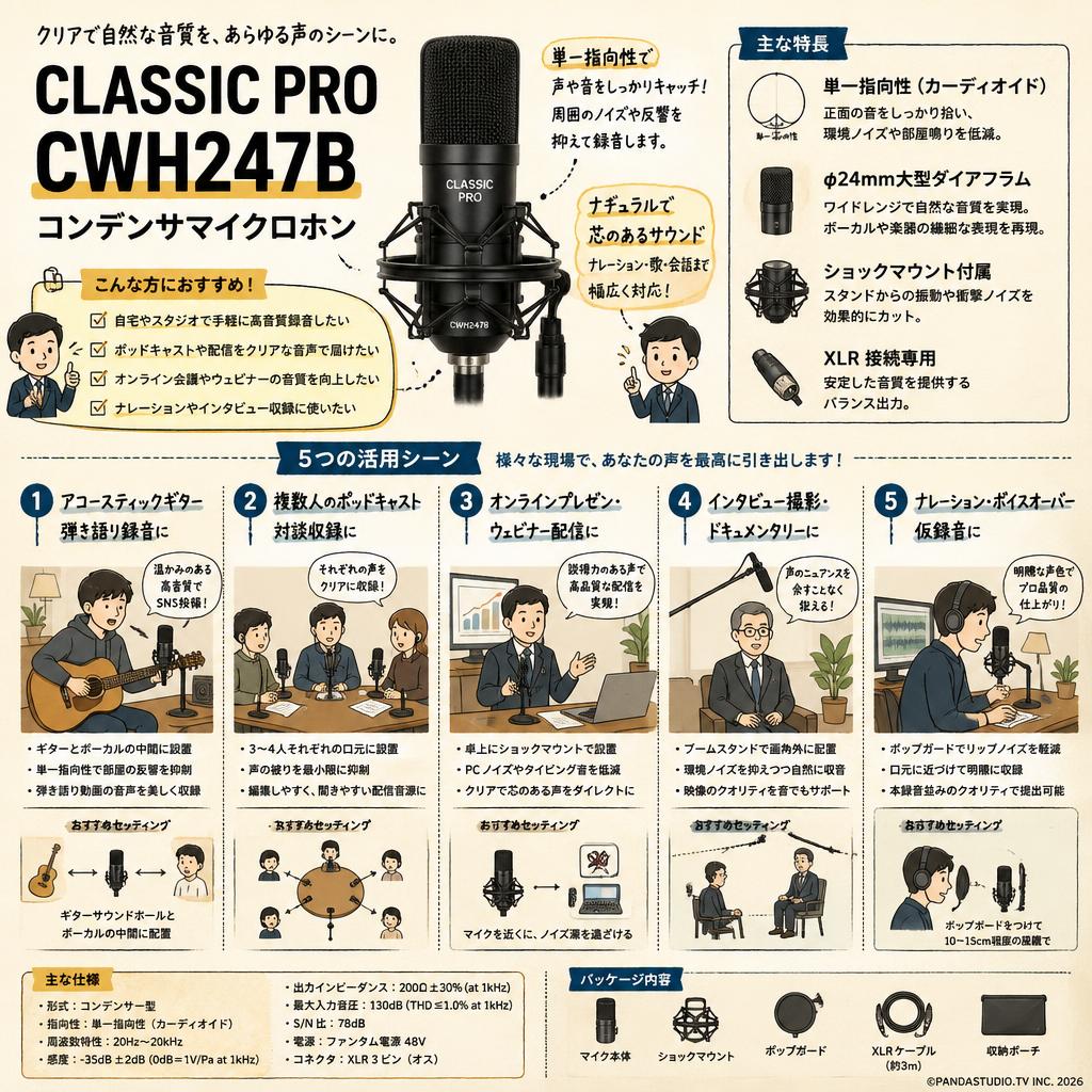 CLASSIC PRO  CWH247B　コンデンサマイクロホン 用途