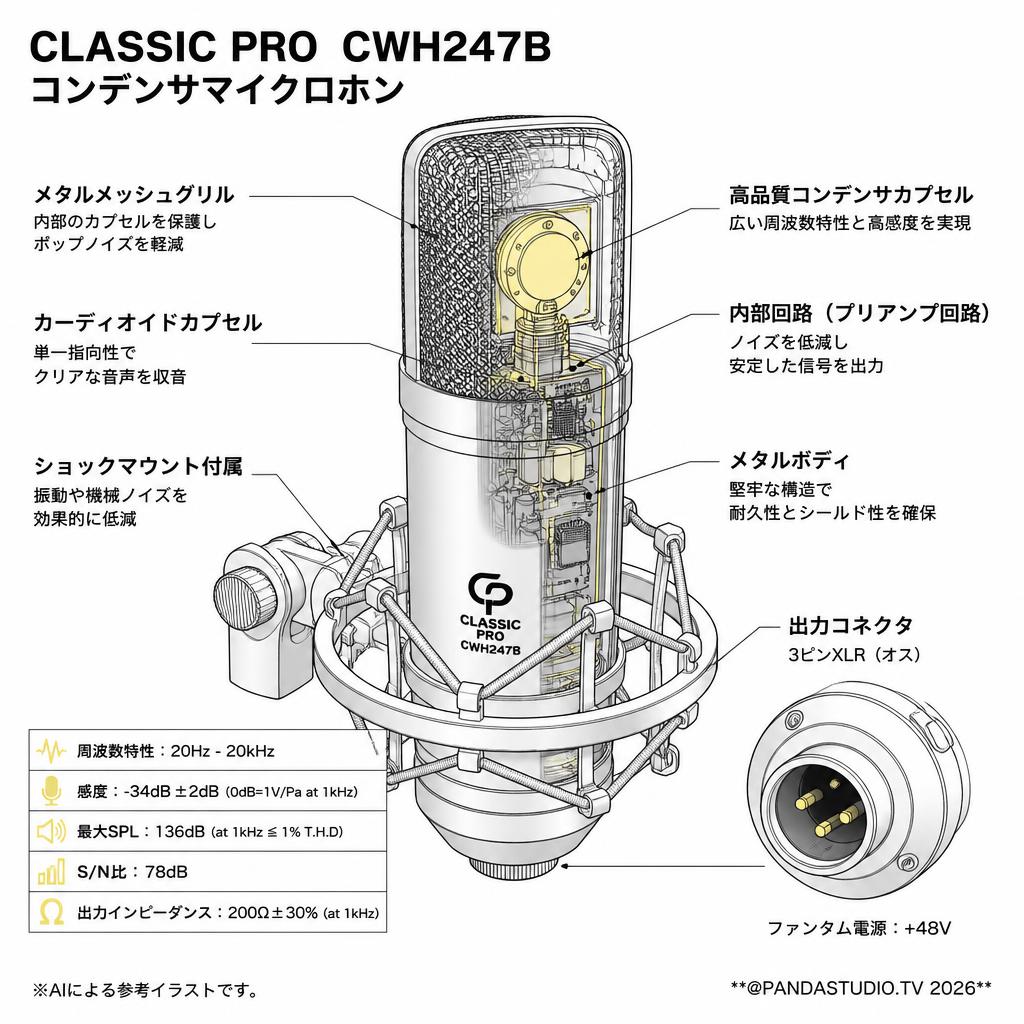 CLASSIC PRO  CWH247B　コンデンサマイクロホン スペック