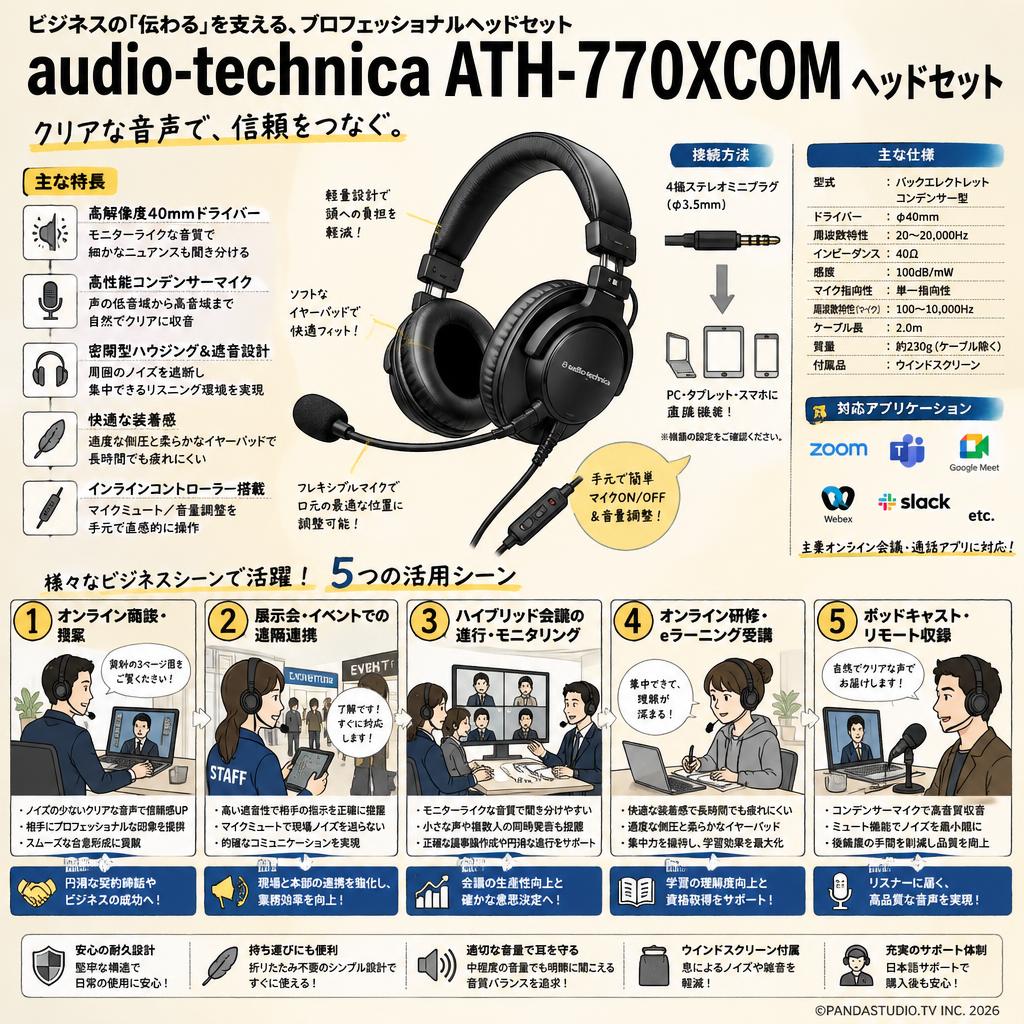 audio technica ATH-770XCOM ヘッドセット 用途