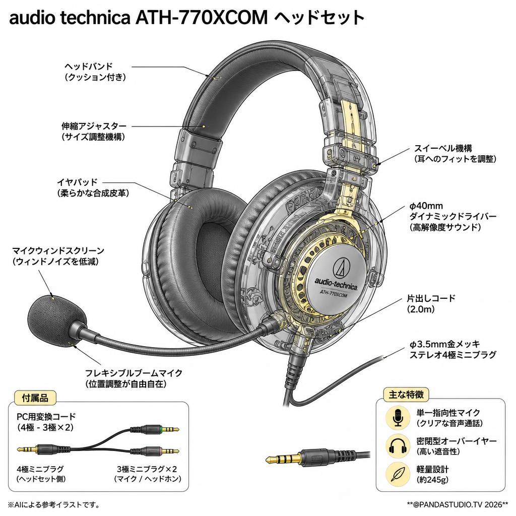 audio technica ATH-770XCOM ヘッドセット スペック