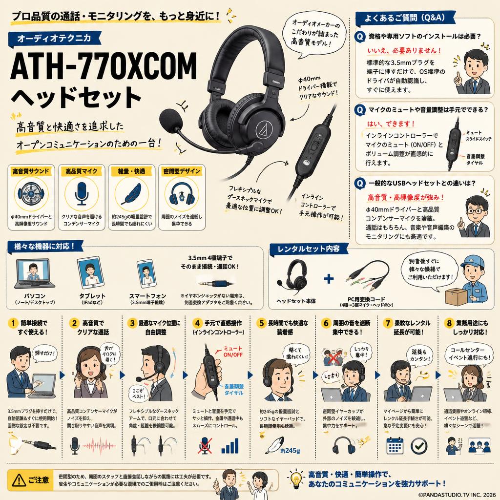 audio technica ATH-770XCOM ヘッドセット FAQ（よくある質問と答え）