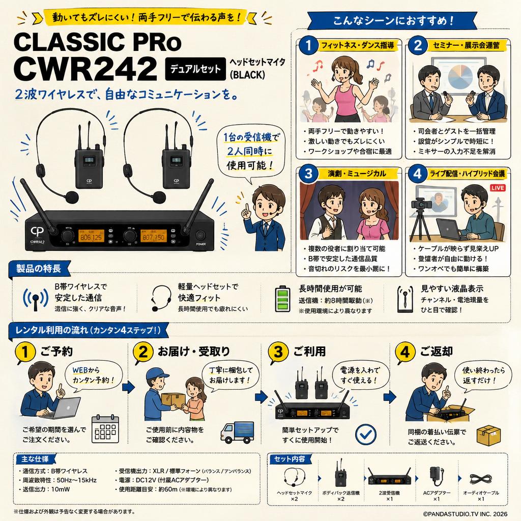 CLASSIC PRO CWR242 ヘッドセットマイク(BLACK)デュアルセット おもな対象のお客様