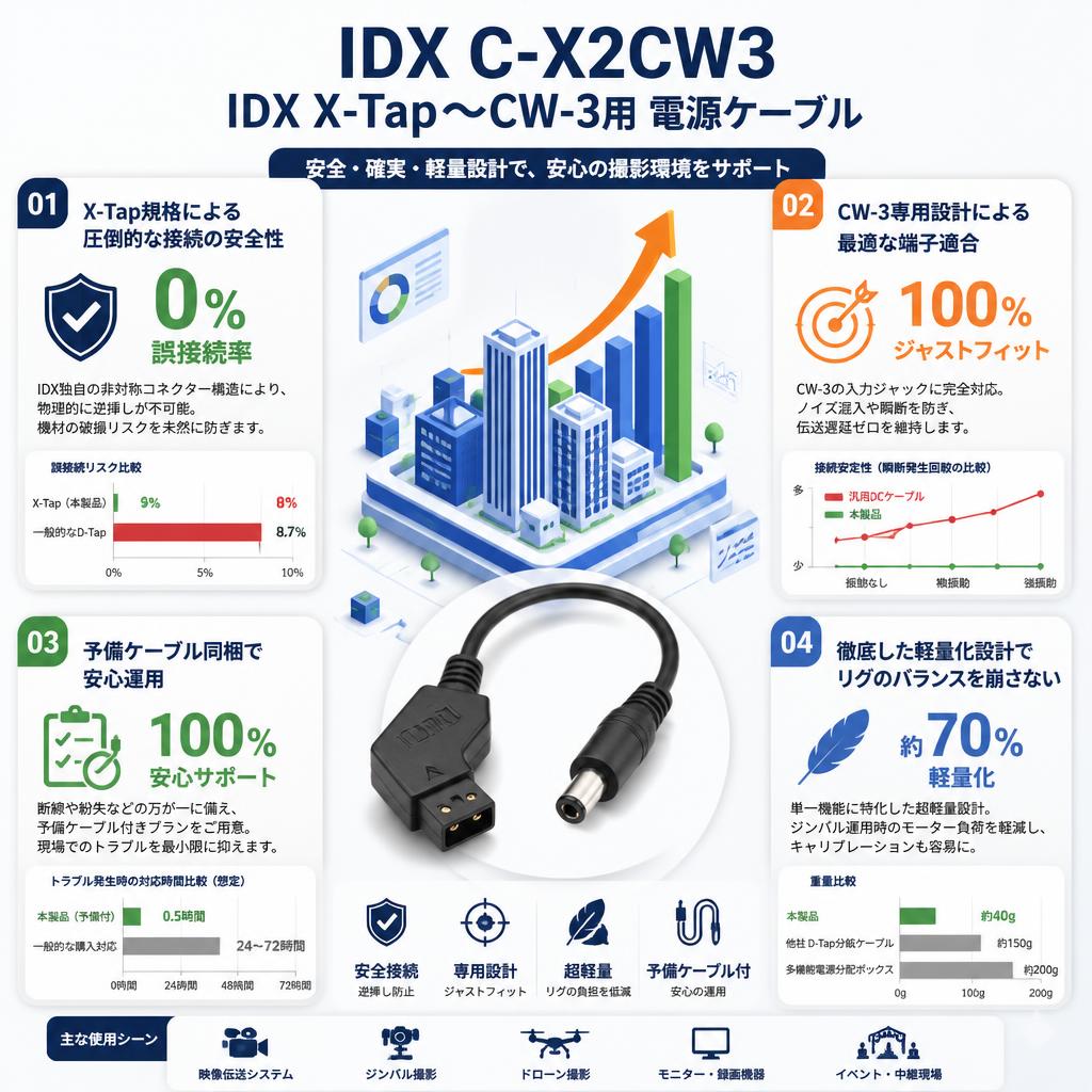 IDX C-X2CW3 IDX X-Tap～CW-3用 電源ケーブル セールスポイント