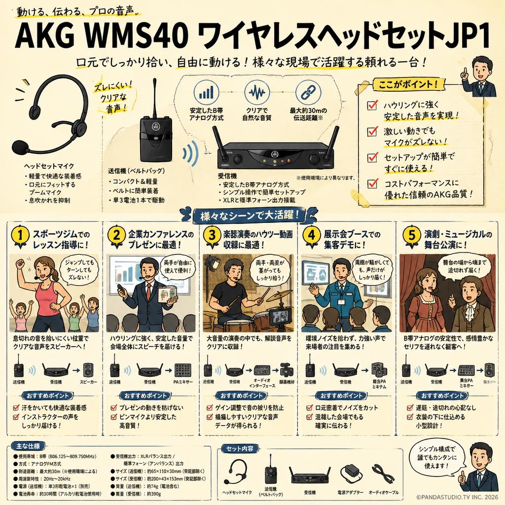 AKG WMS40 ワイヤレスヘッドセットJP1 用途