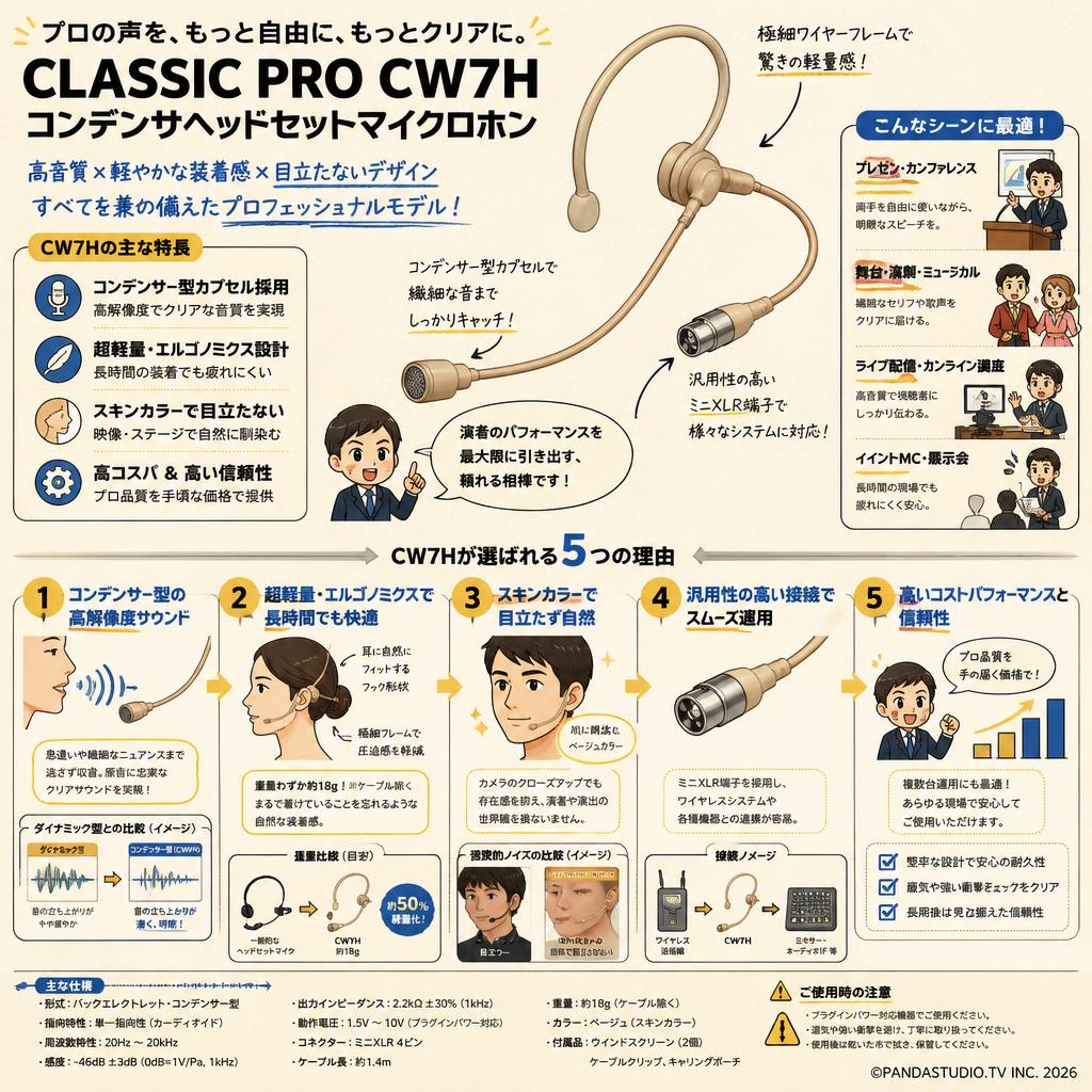 CLASSIC PRO CW7H コンデンサヘッドセットマイクロホン 概要