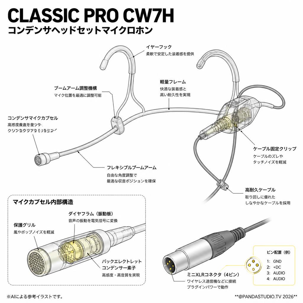 CLASSIC PRO CW7H コンデンサヘッドセットマイクロホン スペック