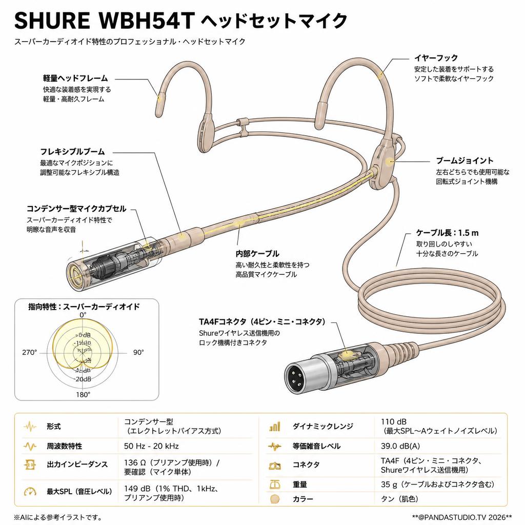 SHURE WBH54T ヘッドセットマイク スペック